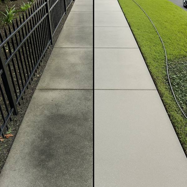Sidewalk concrete cleaning before and after Central Florida
